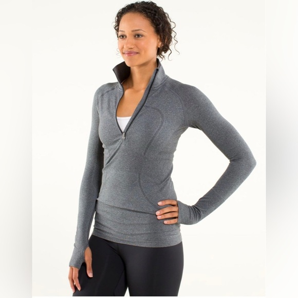 Lululemon Run: Swiftly Tech 1/2 Zip in Heathered Black - Picture 1 of 11